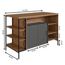Ver imagem 3 de Mesa Ilha Gourmet 131 Cm 2 Portas P1035 Grafite Mell Pp Milani Store