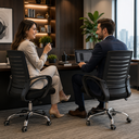 Ver imagem 4 de Kit 2 Cadeiras Escritório Ergonômicas E-1042 com Sistema Relax Preto
