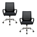 Ver imagem 1 de Kit 2 Cadeiras Escritório Ergonômicas E-1042 com Sistema Relax Preto