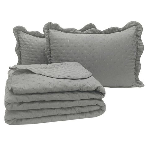 Kit Cobre Leito Colcha Casa Scarpa Perone King Dupla Face Toque de Pluma Micro Percal 300 Fios 3 Pe