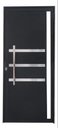 Ver imagem 1 de Porta de Giro Alumínio Preto Lambril c/Visor Lateral e Friso Px 80cm Maxx - 210x80 - Esquerda