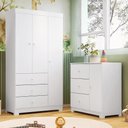 Ver imagem 2 de Jogo de Quarto Infantil Duda com Guarda Roupa 3 Portas e Cômoda Branco - Phoenix Baby