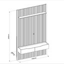 Ver imagem 2 de Conjunto com Painel Ripado e Bancada Suspensa 143cm Trento para Sala de Estar Cinza Claro DJ Móveis