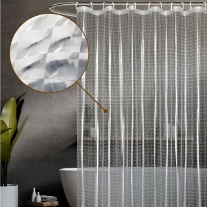 1 Cortina Box Banheiro 3d Antimofo Ganchos 180x180 Pev M02