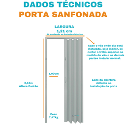 Porta Sanfonada Pvc 1,21m Cinza - 3