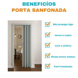 Porta Sanfonada Pvc 1,21m Cinza - 5