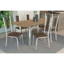 Ver imagem 1 de Conjunto: Mesa Sala Jantar Elba C/ Tampo de Madeira 160cm e 6 Cadeiras Florença Cromada/nogueira -