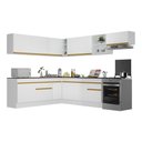 Ver imagem 1 de Armário de Cozinha Completa de Canto com Rodapé Veneza Multimóveis V2103 Branco/Dourado