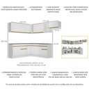 Ver imagem 4 de Armário de Cozinha Completa de Canto com Rodapé Veneza Multimóveis V2103 Branco/Dourado