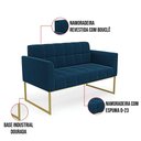 Ver imagem 5 de Sofá Namoradeira 2 Lugares Industrial Dourado Elisa Bouclê D03 - D'Rossi Cor Azul