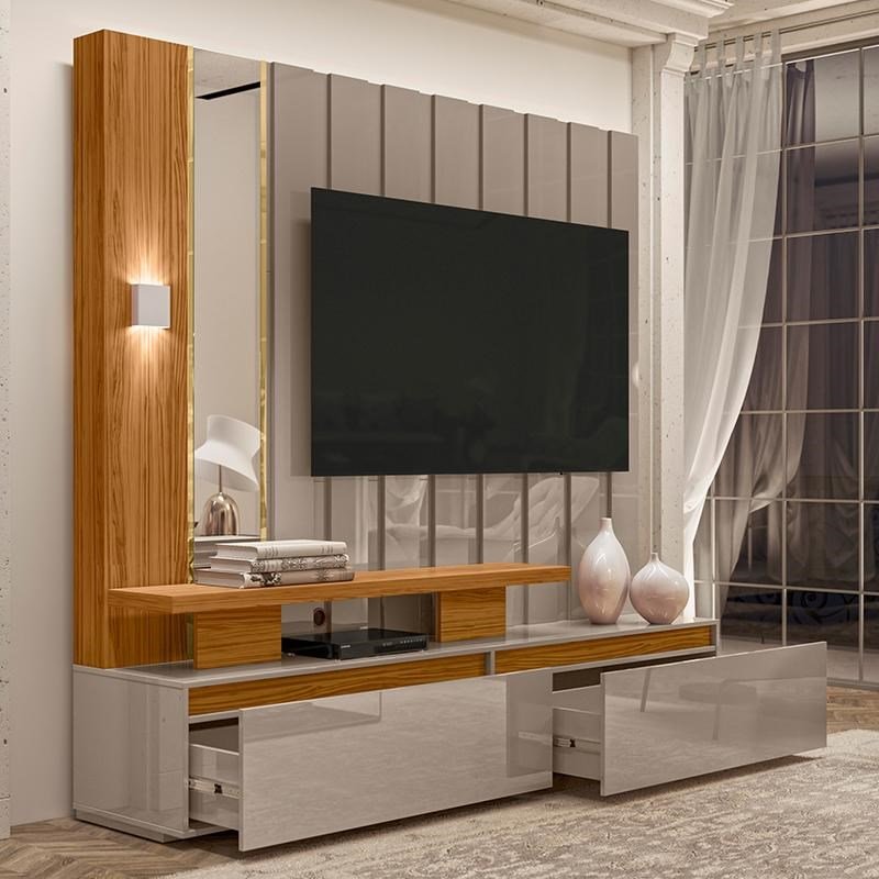 Estante Home Theater Zeus Fendi/Naturale - PR Móveis | MadeiraMadeira
