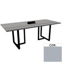 Ver imagem 1 de Mesa de Reunião com Caixa de Tomada Retangular 200x90 cm Pé Tubular PE25 em MDP Cinza com Base Cinza