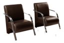 Ver imagem 1 de Kit 2 Poltronas Sevilha Braço Metal Decoração Recepção Escritorio Sala - Corino Marrom