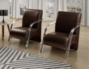 Ver imagem 3 de Kit 2 Poltronas Sevilha Braço Metal Decoração Recepção Escritorio Sala - Corino Marrom