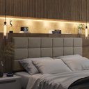 Ver imagem 1 de Cabeceira Estofada para Cama Casal 140 cm Dobrável Bia Bege - Casa JD Móveis