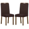 Cadeira para Mesa de Jantar Anitta Kit 2 Peças Amendoa Veludo Café – New Ceval - 1