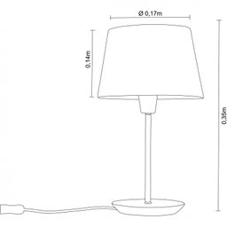 Luminária de Mesa Abajur de Mesa 35cm Cúpula Algodão Cru Slim Madelustre - 2