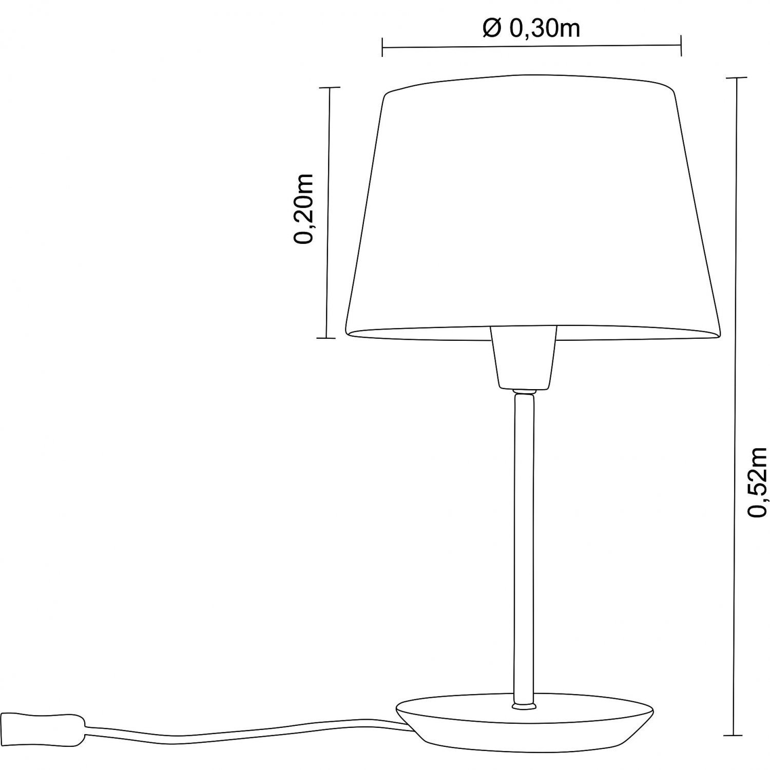 Luminária de Mesa Abajur de Mesa 52cm Cúpula Algodão Slim Madelustre - 3