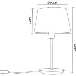 Luminária de Mesa Abajur de Mesa 52cm Cúpula Algodão Slim Madelustre - 3