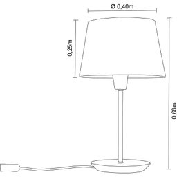 Abajur de Mesa 68cm Cúpula Algodão Cru Slim Madelustre - 3