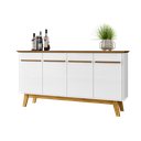 Ver mais imagens de Aparador Buffet 4 Portas e Prateleira Removível Opala Branco/Cinamomo