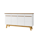 Ver imagem 5 de Aparador Buffet 4 Portas e Prateleira Removível Opala Branco/Cinamomo