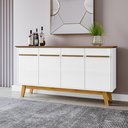 Ver imagem 7 de Aparador Buffet 4 Portas e Prateleira Removível Opala Branco/Cinamomo