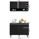 Ver imagem 4 de Kit Balcão de Cozinha e Armário Aéreo Elis Preto - Pallazio