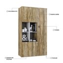 Ver imagem 3 de Armário Alto com Nicho e 03 Portas 161,5x90x42cm Wlan90 Carvalho - Branco