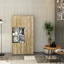 Ver imagem 4 de Armário Alto com Nicho e 03 Portas 161,5x90x42cm Wlan90 Carvalho - Branco
