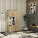 Ver imagem 2 de Armário Alto com Nicho e 03 Portas 161,5x90x42cm Wlan90 Carvalho - Branco