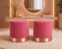 Ver imagem 1 de Kit 2 Puff Rodapé Rose Gold, Cor Rosa Antigo Veludo - Let Móveis