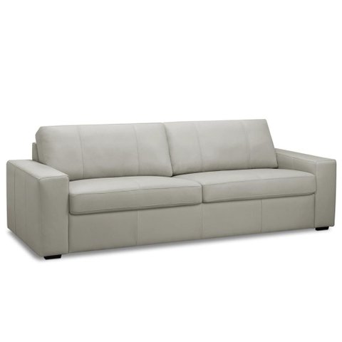 Sofá 3 Lugares para Sala de Estar Living 205cm Aurora L06 Couro Cinza Claro - Lyam Decor