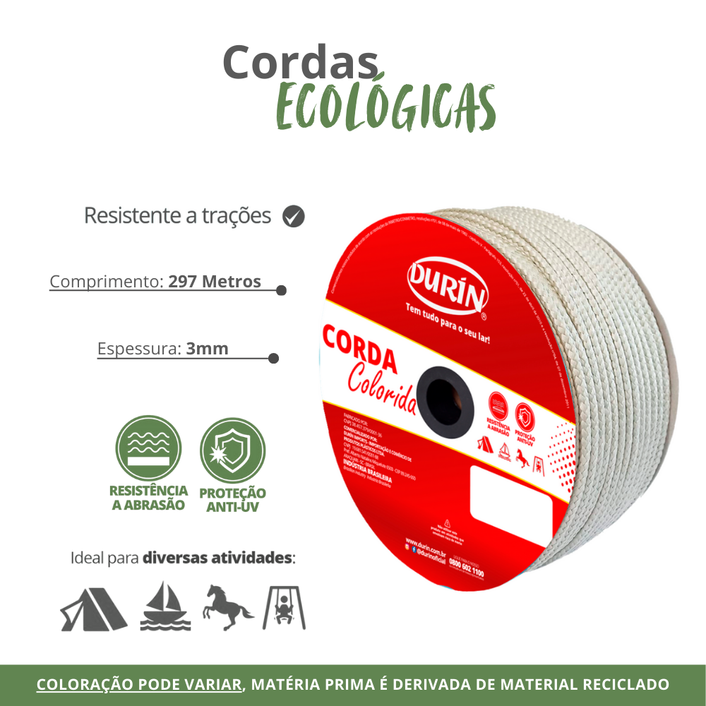 Corda Eco Espessura 3mm Comprimento 297 Metros Cor Branco Durín - 2