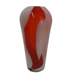 Vaso Decorativo Estilo Murano Vermelho e Branco