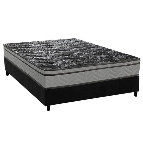 Conjunto Box Casal: Colchão Espuma Paropas D28 Conforto Ultra Firme + Base Crc Suede Black (138x188