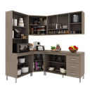 Ver imagem 3 de Armário de Cozinha Modulada Completa Fidelitá Paris 5 Peças 340cm 12 Portas 3 Gavetas com Tampo