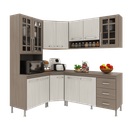 Ver imagem 2 de Armário de Cozinha Modulada Completa Fidelitá Paris 5 Peças 340cm 12 Portas 3 Gavetas com Tampo