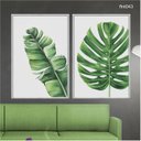 Ver imagem 2 de Kit 02 Quadros Decorativos - Aquarela Folhas Tropicais Flnt043 - Tela Canvas - 60x80cm