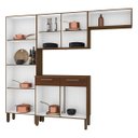 Ver imagem 2 de Armário de Cozinha Compacta Nala 8 Portas, 2 Gavetas e Balcão com Tampo em Mdp Nogueira/off White/cp