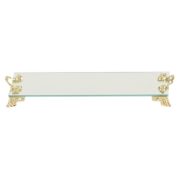 Bandeja Espelhada com Alça 10x25cm Pé Babilônia Dourado Ouro - 1