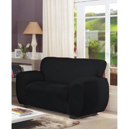 Capa Sofa de 2 Lugares Tecido Malha Gel Poliéster Gold Preto - 2