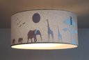 Ver imagem 2 de Luminária Plafon Safari Savana Cúpula Tecido 30x15cm: Cinza