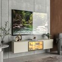 Ver imagem 1 de Rack para TV até 60 Polegadas Luminare 3 Portas com Vidro e LED 100% MDF Off White - Gelius