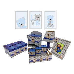 Kit Higiene Bebe Urso Maternidade Com Trio De Quadrinhos Mdf