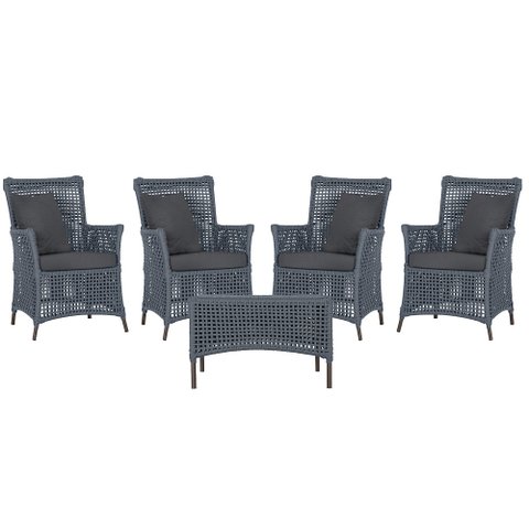4 Poltronas e 1 Mesa Igapó em Alumínio Pintura Marrom Corda Náutica Estofado 11