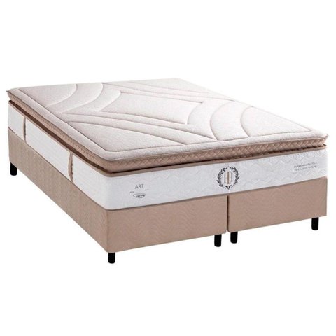 Cama Box Queen: Colchão Molas Ensacadas Herval Masterpocket Poseidon Plus C1954 Pillow Top + Base