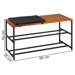 Banco Sapateira em Aço Preto com Almofada I19 Mell Dmobiliario - 3