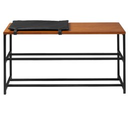 Banco Sapateira em Aço Preto com Almofada I19 Mell Dmobiliario - 1