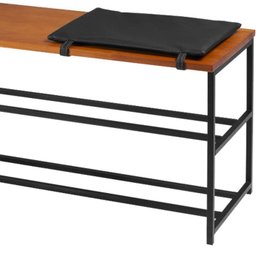 Banco Sapateira em Aço Preto com Almofada I19 Mell Dmobiliario - 4